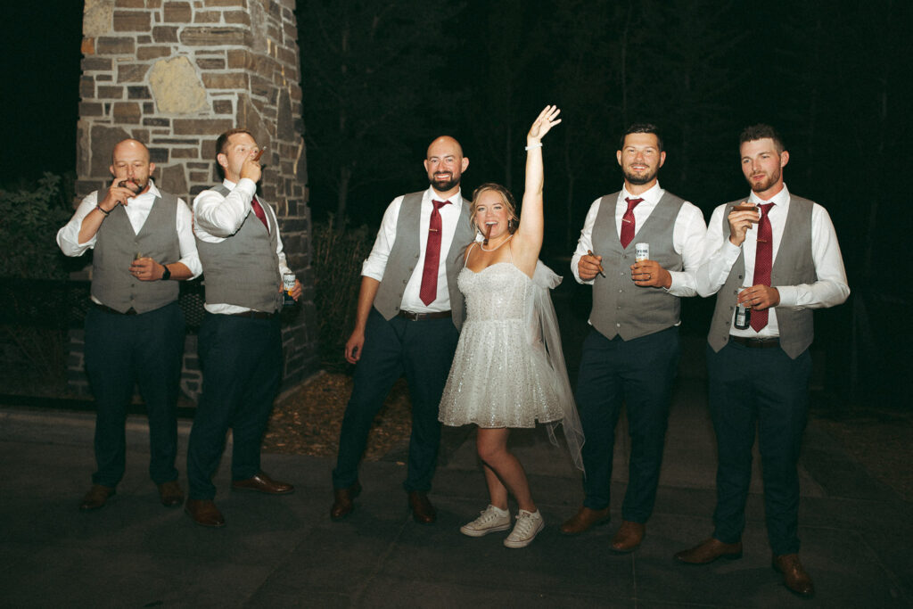 wedding party smoking cigars