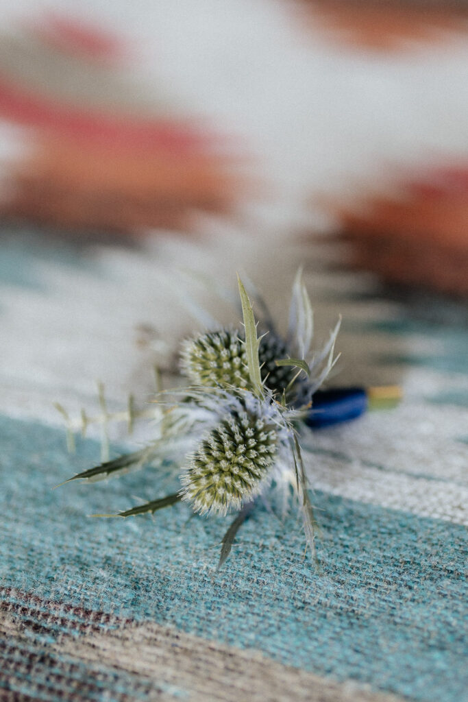 blue thistle boutonniere