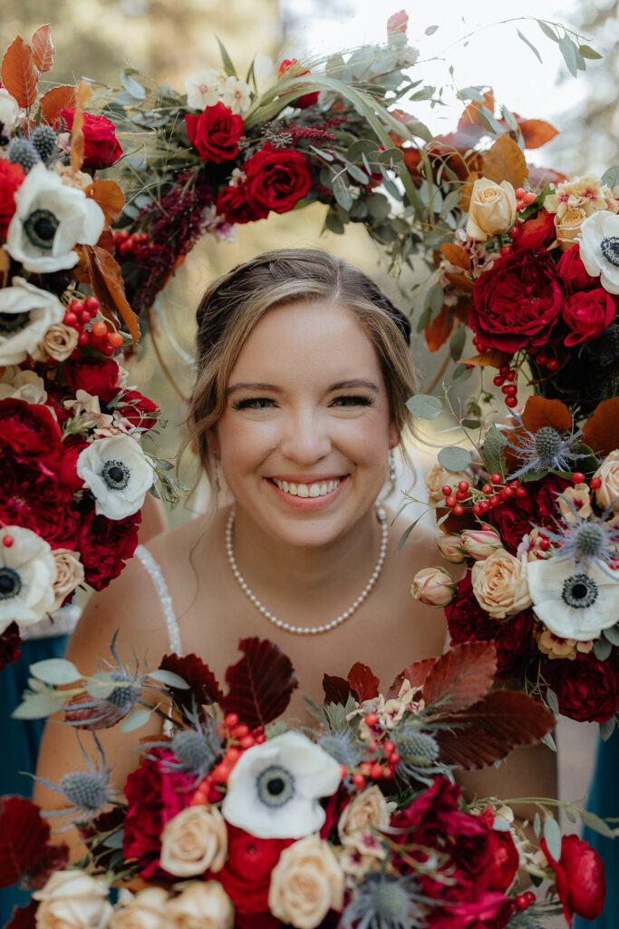 a bride at a stewart creek wedding in canmore, alberta