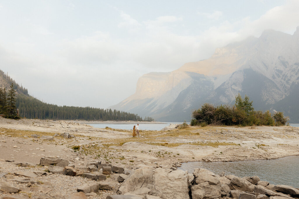 Lake Minnewanka couple session in Banff, Alberta