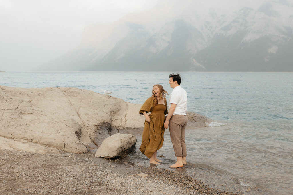 Lake Minnewanka couple session in Banff, Alberta