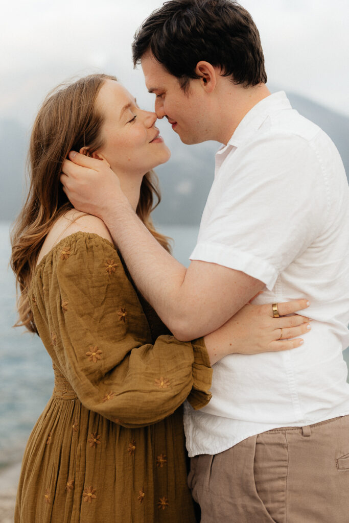 Lake Minnewanka couple session in Banff, Alberta