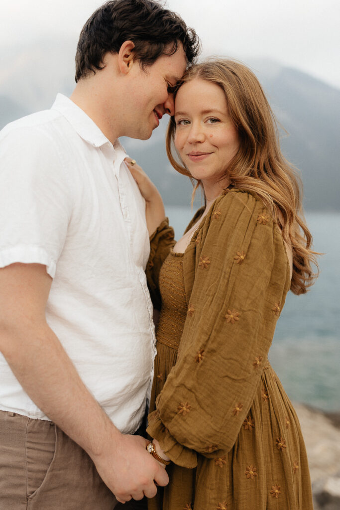 Lake Minnewanka couple session in Banff, Alberta
