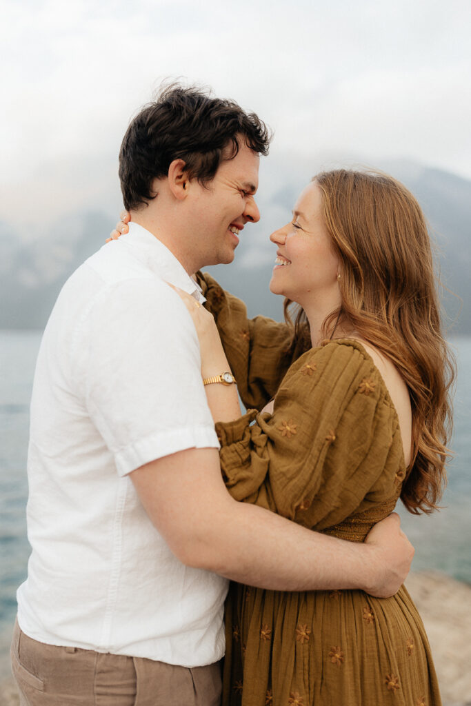 Lake Minnewanka couple session in Banff, Alberta