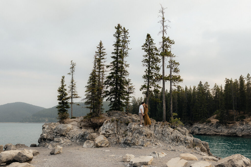 Lake Minnewanka couple session in Banff, Alberta