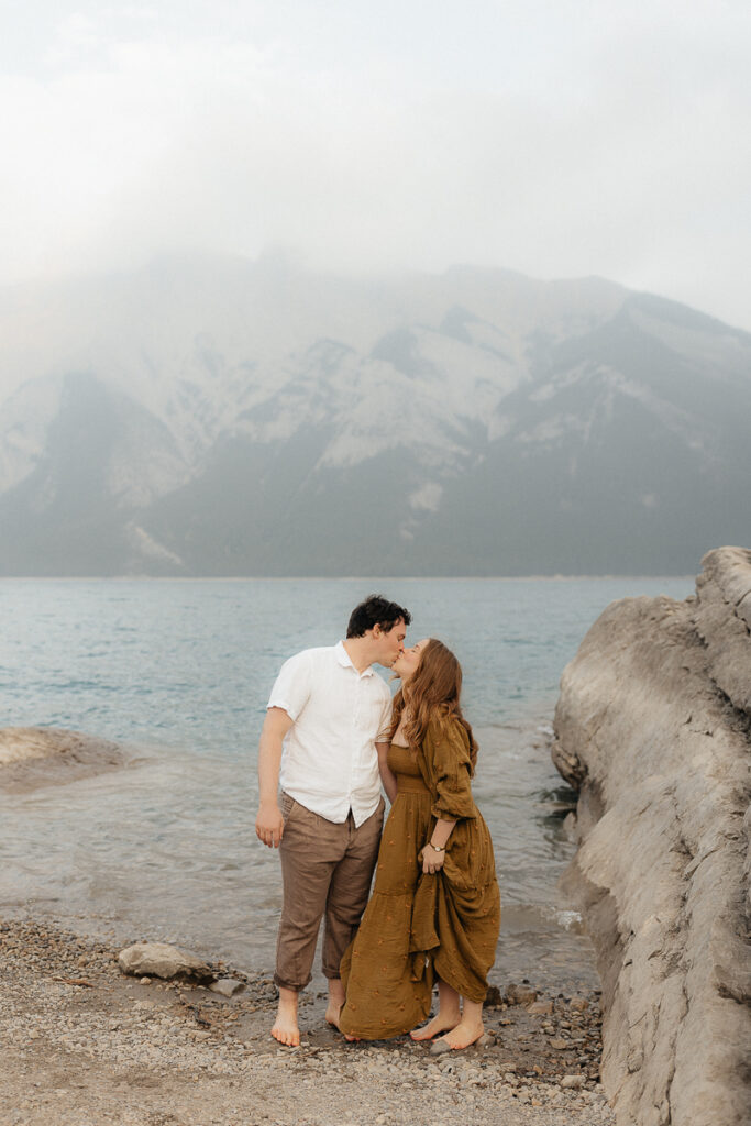 Lake Minnewanka couple session in Banff, Alberta