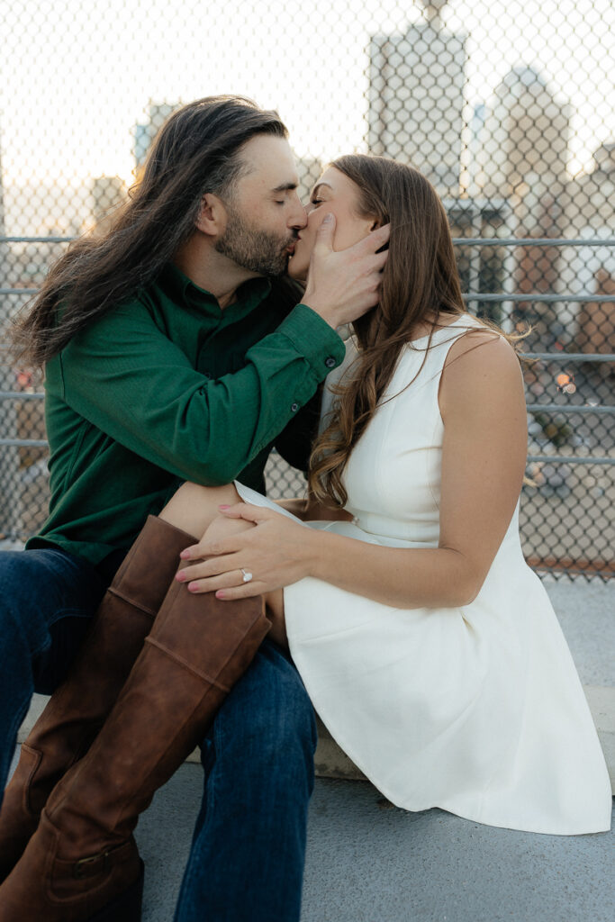 A couple their platform parkade engagement session