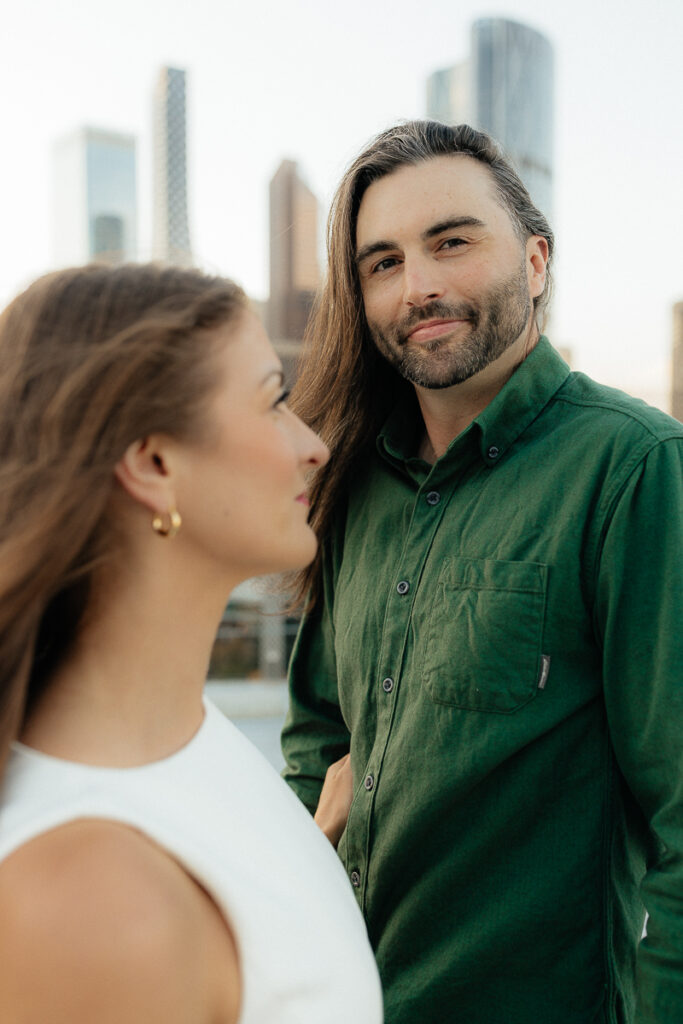 A couple their downtown calgary engagement session