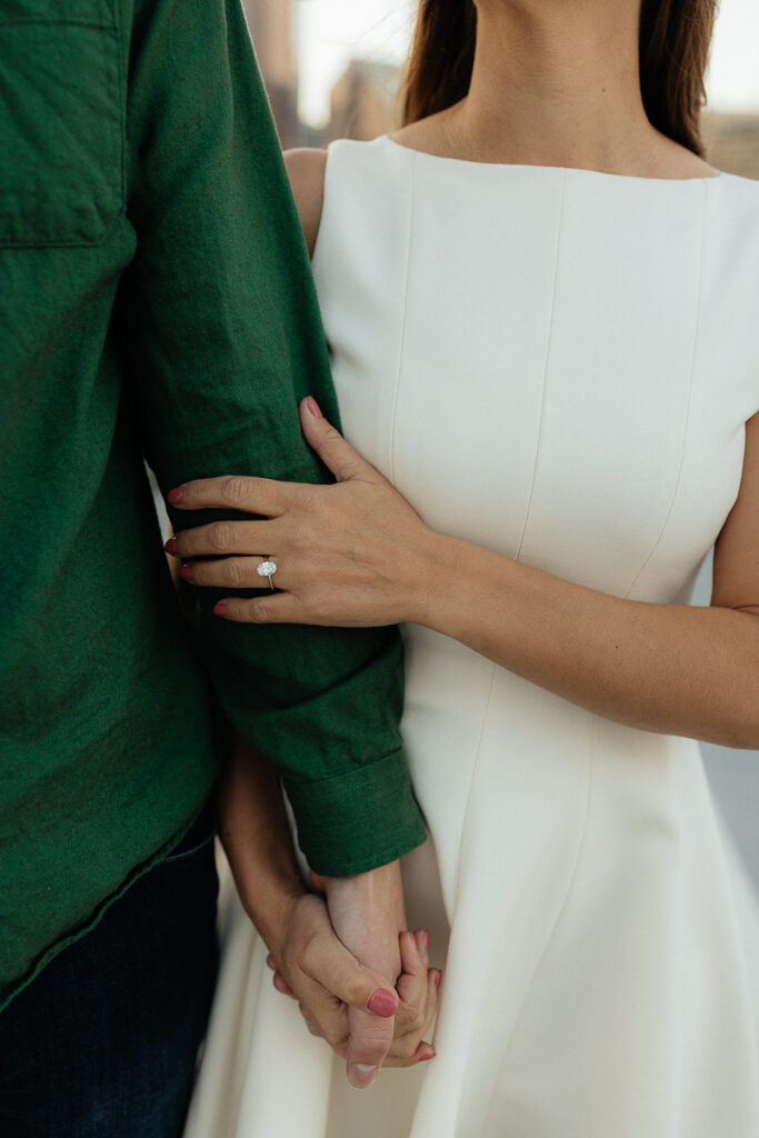 A couple their platform parkade engagement session